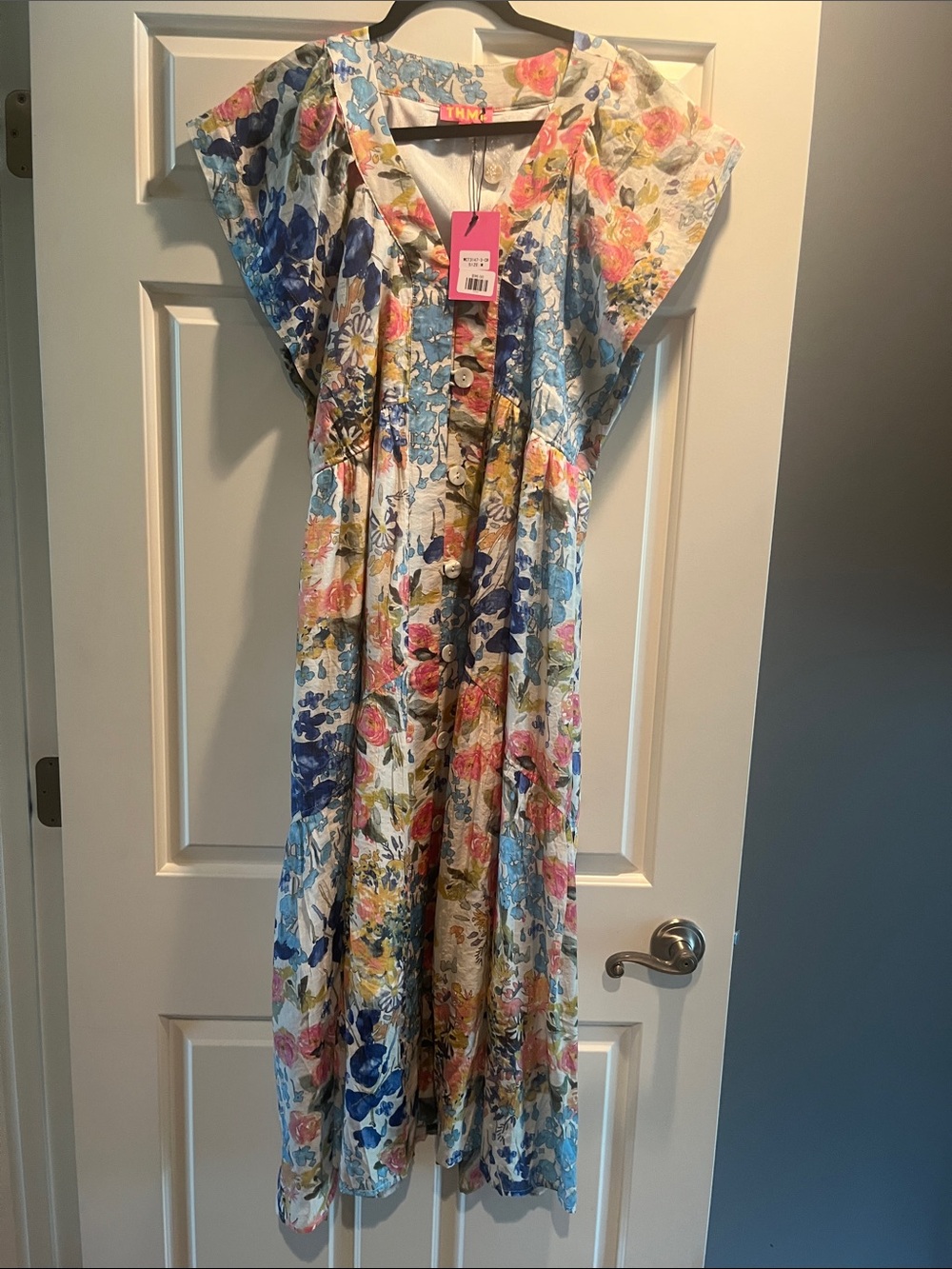 THML Floral Button-Front Maxi Dress in Multicolor